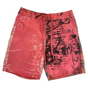 Hause of‎ Howe Men's Cotton Red Boardshorts Size 30 Asian Mixed Pattern/Print